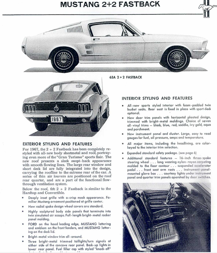 1967 Ford Mustang Order Guide