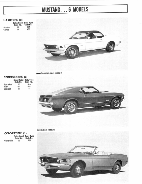 1970 Ford Mustang Order Guide